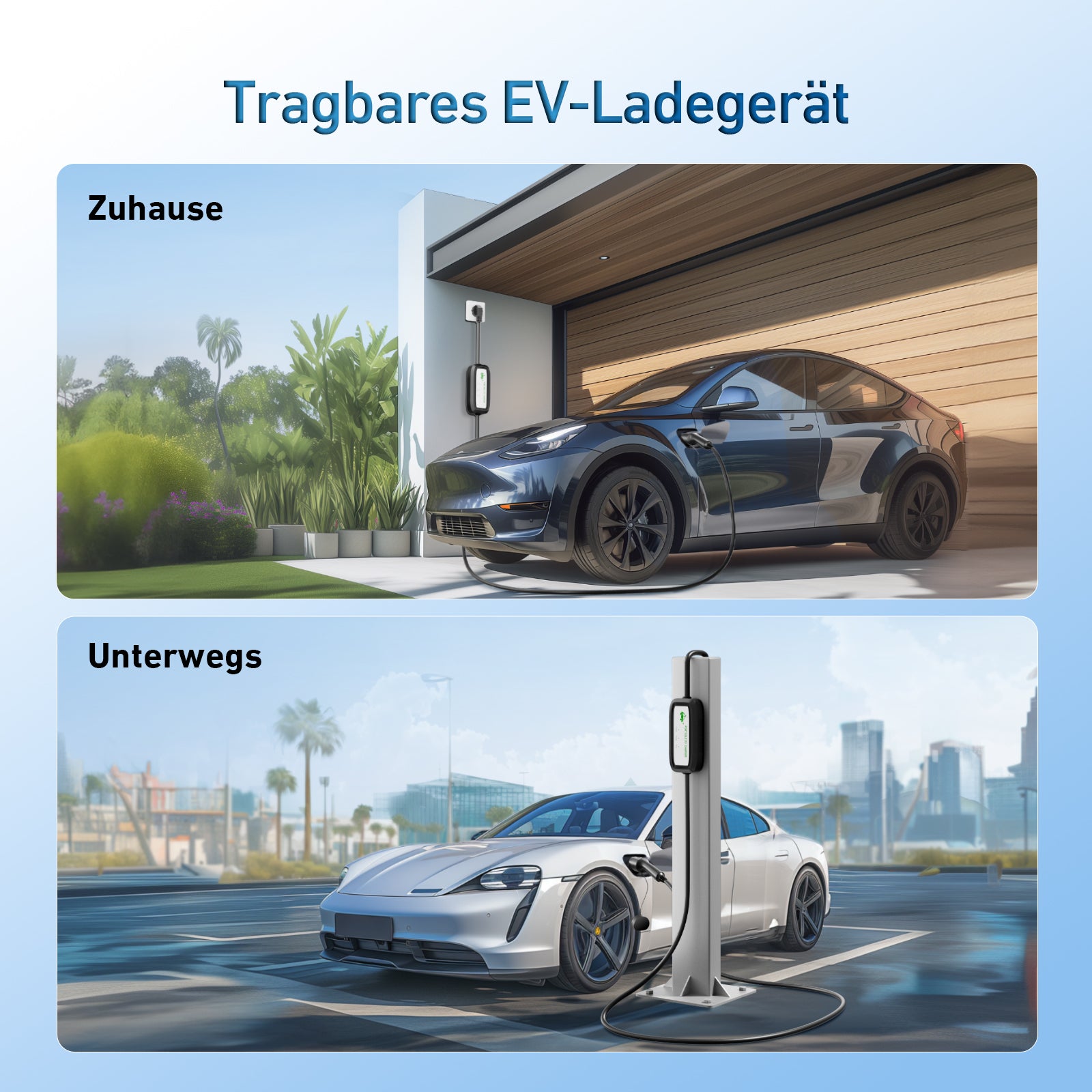 EVJUICION Ladekabel Elektroauto Typ 2 Schuko,EV Ladegerät Typ 2 Ladekabel Schuko 3.6KW schnell,tragbar 16A Elektroauto-Ladegeräte mit LED-Kontrollleuchte,Ladekabel Typ 2 Schuko,mit Tragetasche
