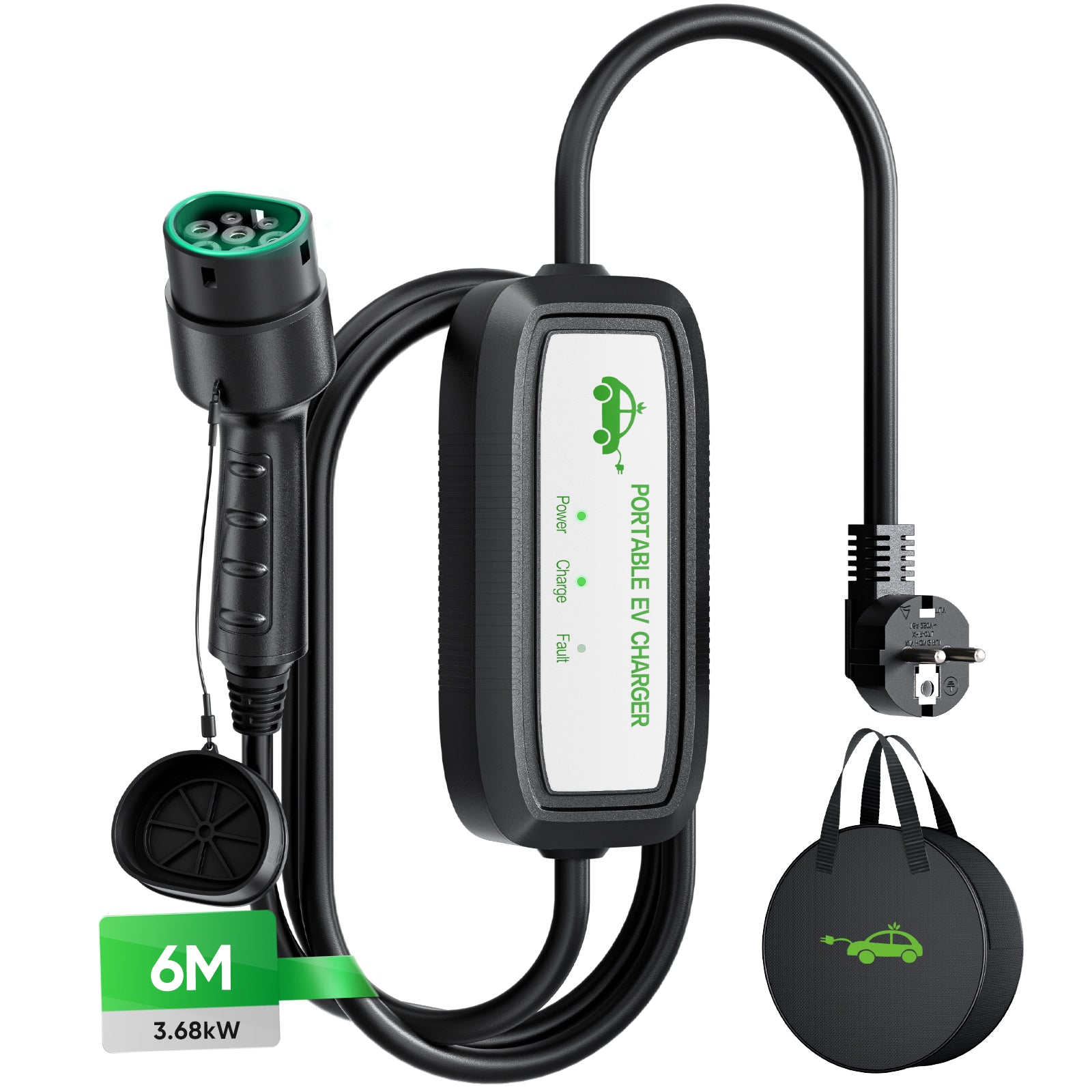 EVJUICION Ladekabel Elektroauto Typ 2 Schuko,EV Ladegerät Typ 2 Ladekabel Schuko 3.6KW schnell,tragbar 16A Elektroauto-Ladegeräte mit LED-Kontrollleuchte,Ladekabel Typ 2 Schuko,mit Tragetasche