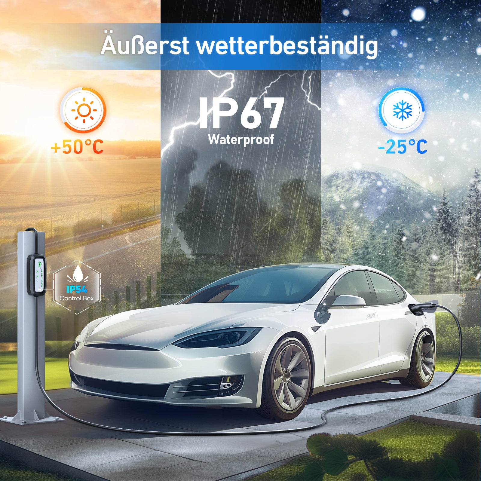 EVJUICION Ladekabel Elektroauto Typ 2 Schuko,EV Ladegerät Typ 2 Ladekabel Schuko 3.6KW schnell,tragbar 16A Elektroauto-Ladegeräte mit LED-Kontrollleuchte,Ladekabel Typ 2 Schuko,mit Tragetasche
