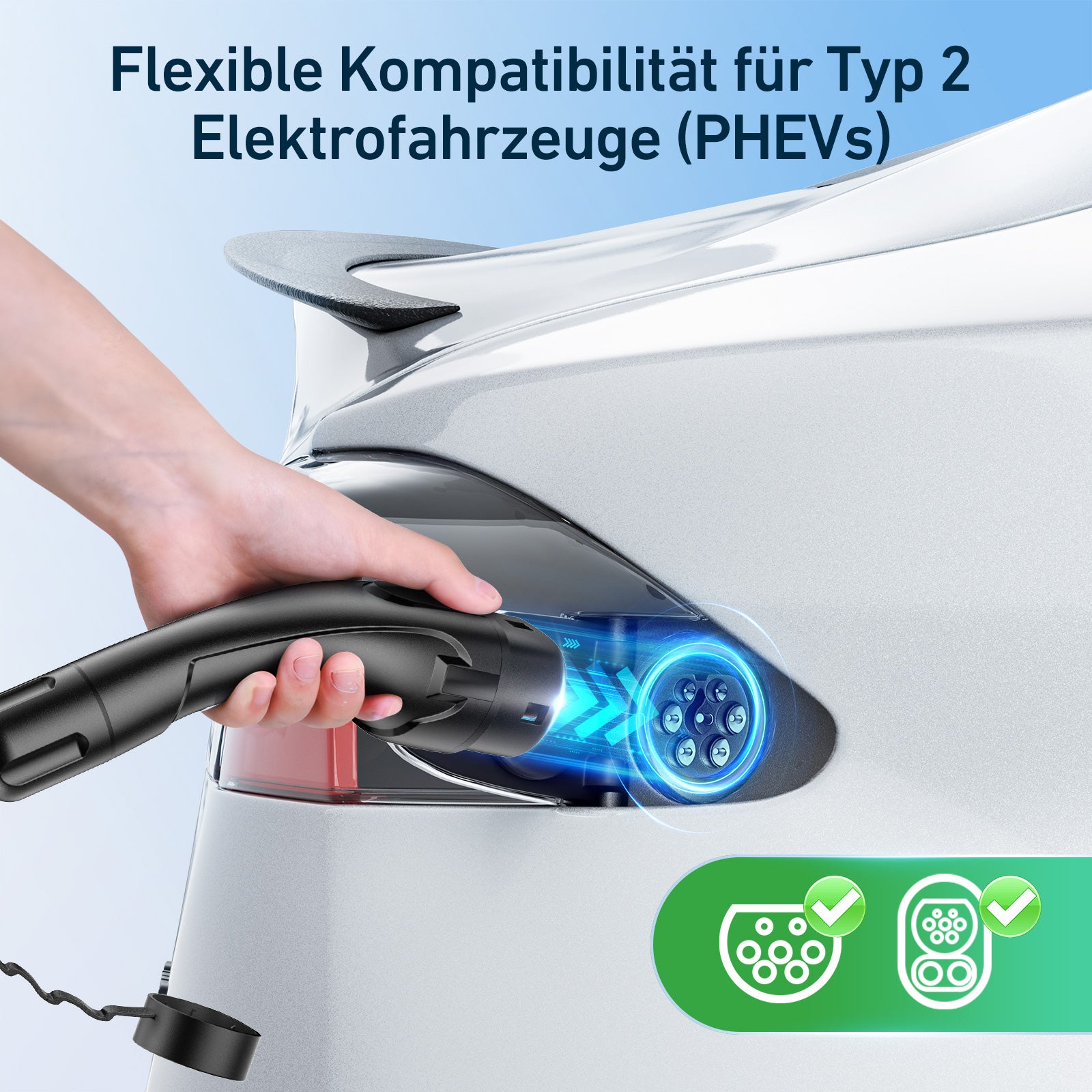 EVJUICION Ladekabel Elektroauto Typ 2 Schuko 3,68kW,ladekabel typ 2 schuko mit Ständer, 8-16A Einstellbare elektrischer Strom,Zeitgesteuertes Laden,Typ 2 Ladekabel Schuko mit Tragetasche