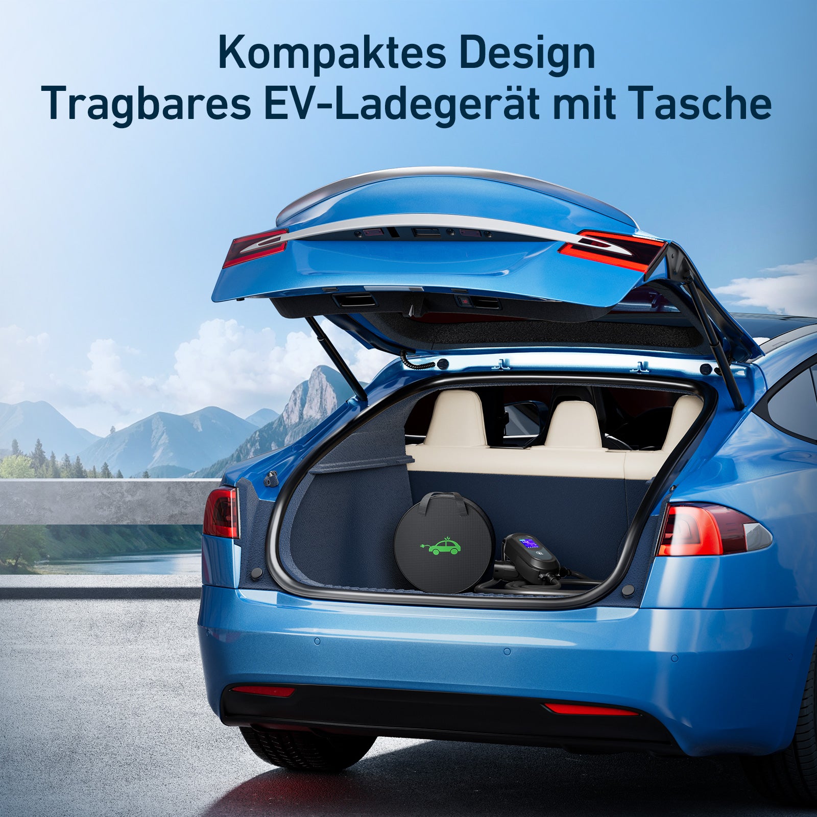 EVJUICION Ladekabel Elektroauto Typ 2 Schuko 3,68kW,ladekabel typ 2 schuko mit Ständer, 8-16A Einstellbare elektrischer Strom,Zeitgesteuertes Laden,Typ 2 Ladekabel Schuko mit Tragetasche