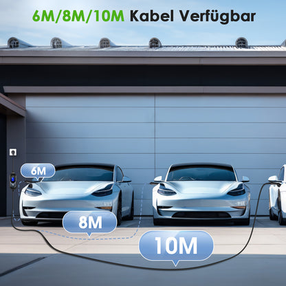EVJUICION Ladekabel Elektroauto Typ 2 Schuko 6 Meter, 3,6 kW Typ 2 Ladekabel mit Digitalem 8/10/13/16A Programmierbar, Mobile Wallbox Tragbar EV Charger Ladegerät mit Kabelhalter und Tasche