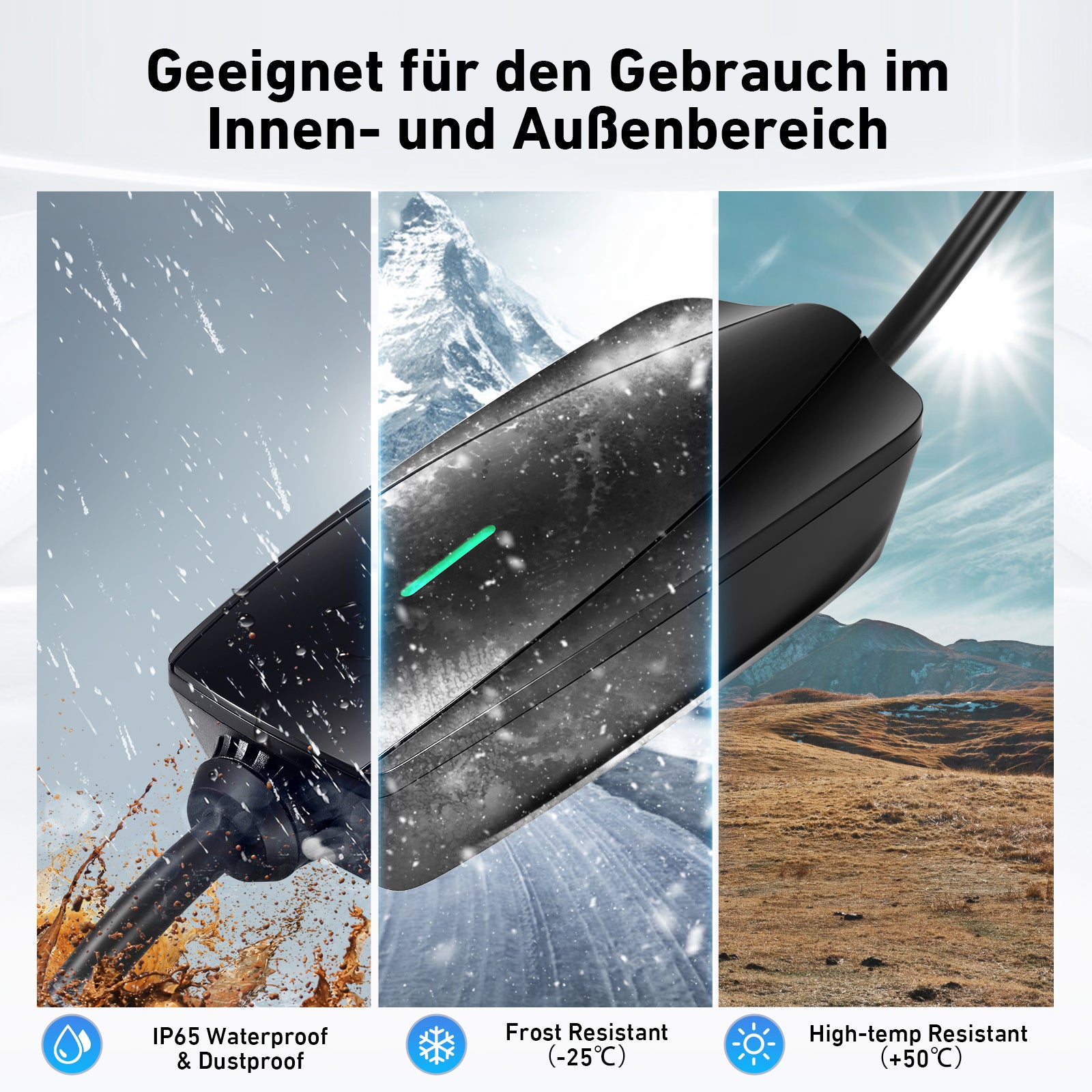 EVJUICION 8 Meter Ladekabel Elektroauto Typ 2 Schuko App-Kontrolle, EV Ladegerät Typ 2, 8/10/13/16A, 1-12 Stunden Terminaufladung, IP67 Tragbares Mobile Wallbox Ladestationen für Elektrofahrzeuge