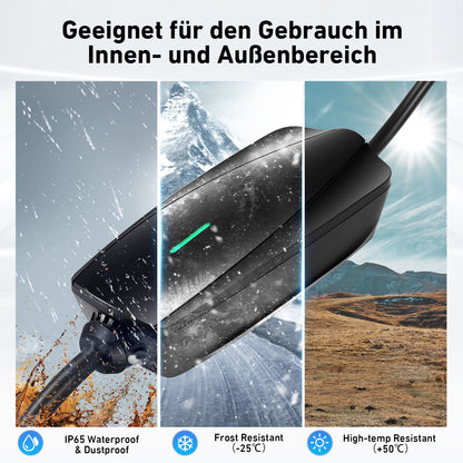 EVJUICION 8 Meter Ladekabel Elektroauto Typ 2 Schuko App-Kontrolle, EV Ladegerät Typ 2, 8/10/13/16A, 1-12 Stunden Terminaufladung, IP67 Tragbares Mobile Wallbox Ladestationen für Elektrofahrzeuge