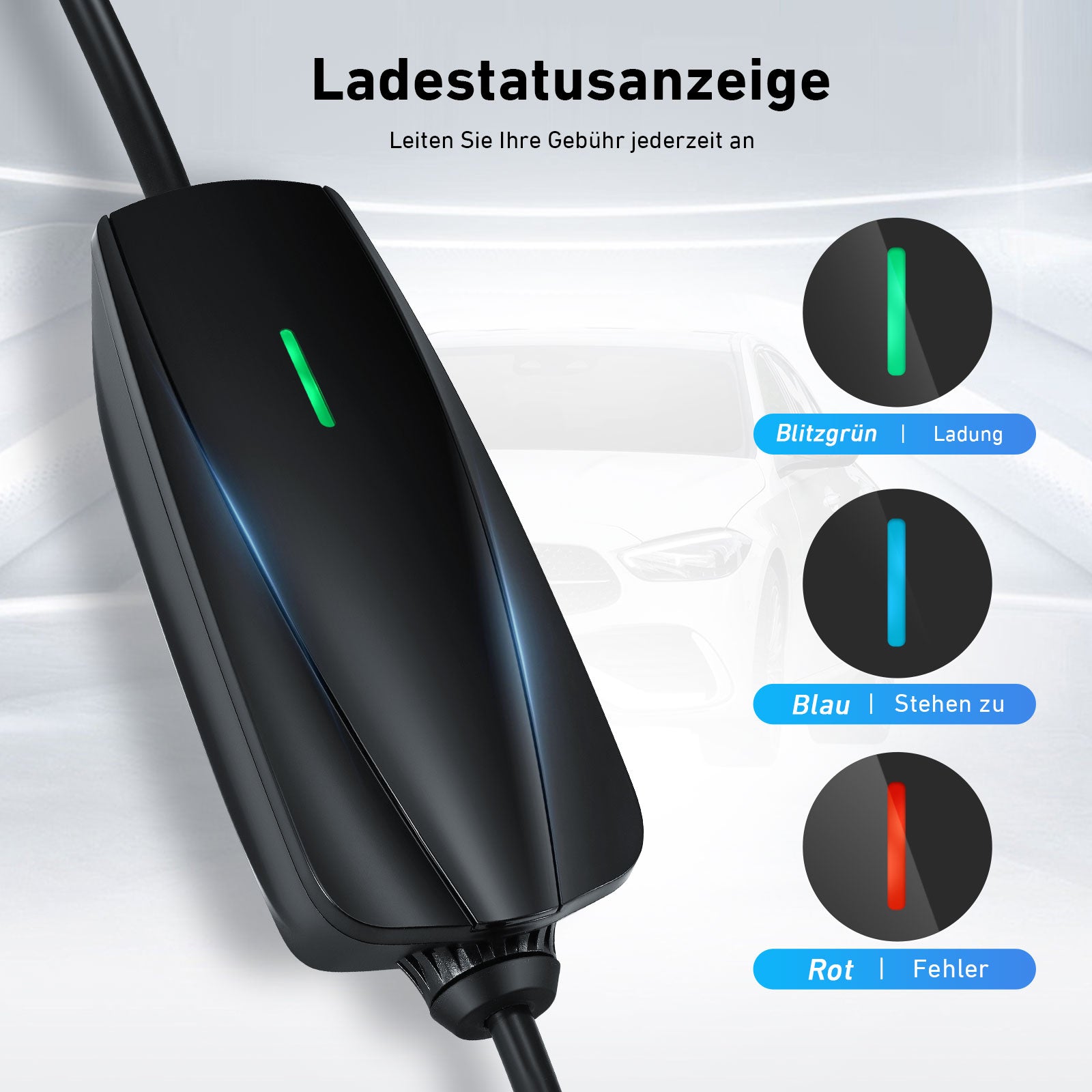 EVJUICION 8 Meter Ladekabel Elektroauto Typ 2 Schuko App-Kontrolle, EV Ladegerät Typ 2, 8/10/13/16A, 1-12 Stunden Terminaufladung, IP67 Tragbares Mobile Wallbox Ladestationen für Elektrofahrzeuge