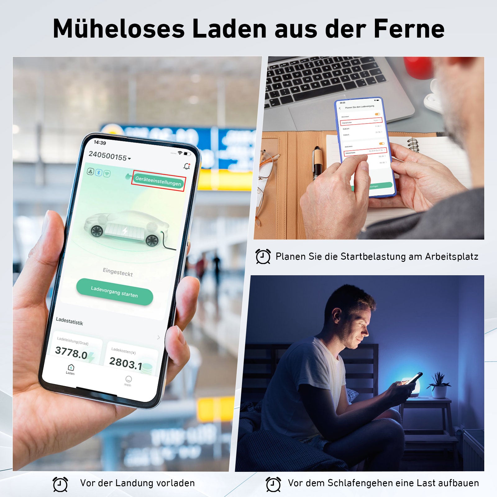 EVJUICION 8 Meter Ladekabel Elektroauto Typ 2 Schuko App-Kontrolle, EV Ladegerät Typ 2, 8/10/13/16A, 1-12 Stunden Terminaufladung, IP67 Tragbares Mobile Wallbox Ladestationen für Elektrofahrzeuge