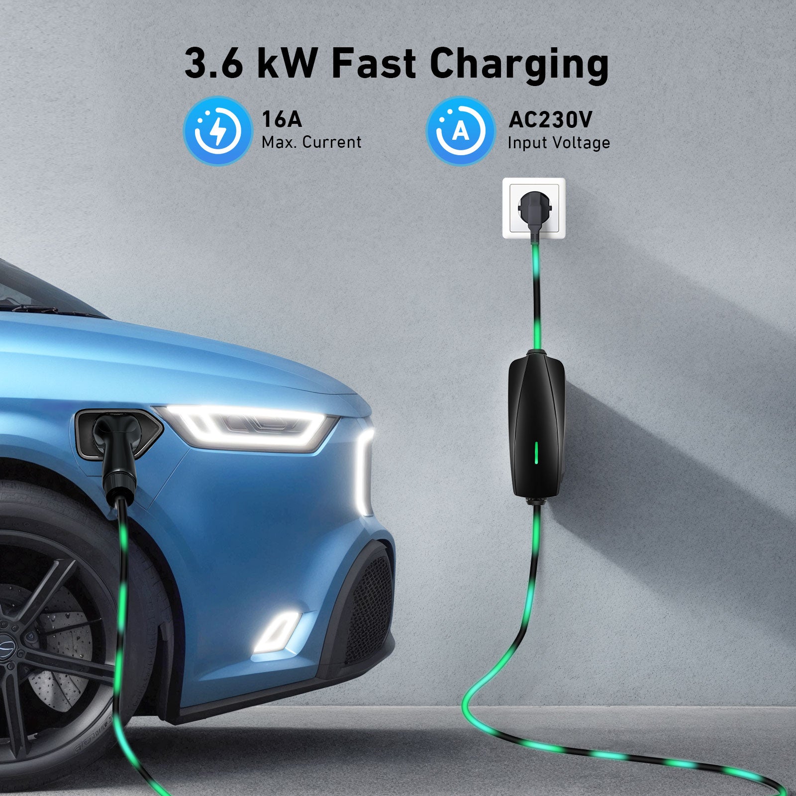 EVJUICION 8 Meter Ladekabel Elektroauto Typ 2 Schuko App-Kontrolle, EV Ladegerät Typ 2, 8/10/13/16A, 1-12 Stunden Terminaufladung, IP67 Tragbares Mobile Wallbox Ladestationen für Elektrofahrzeuge