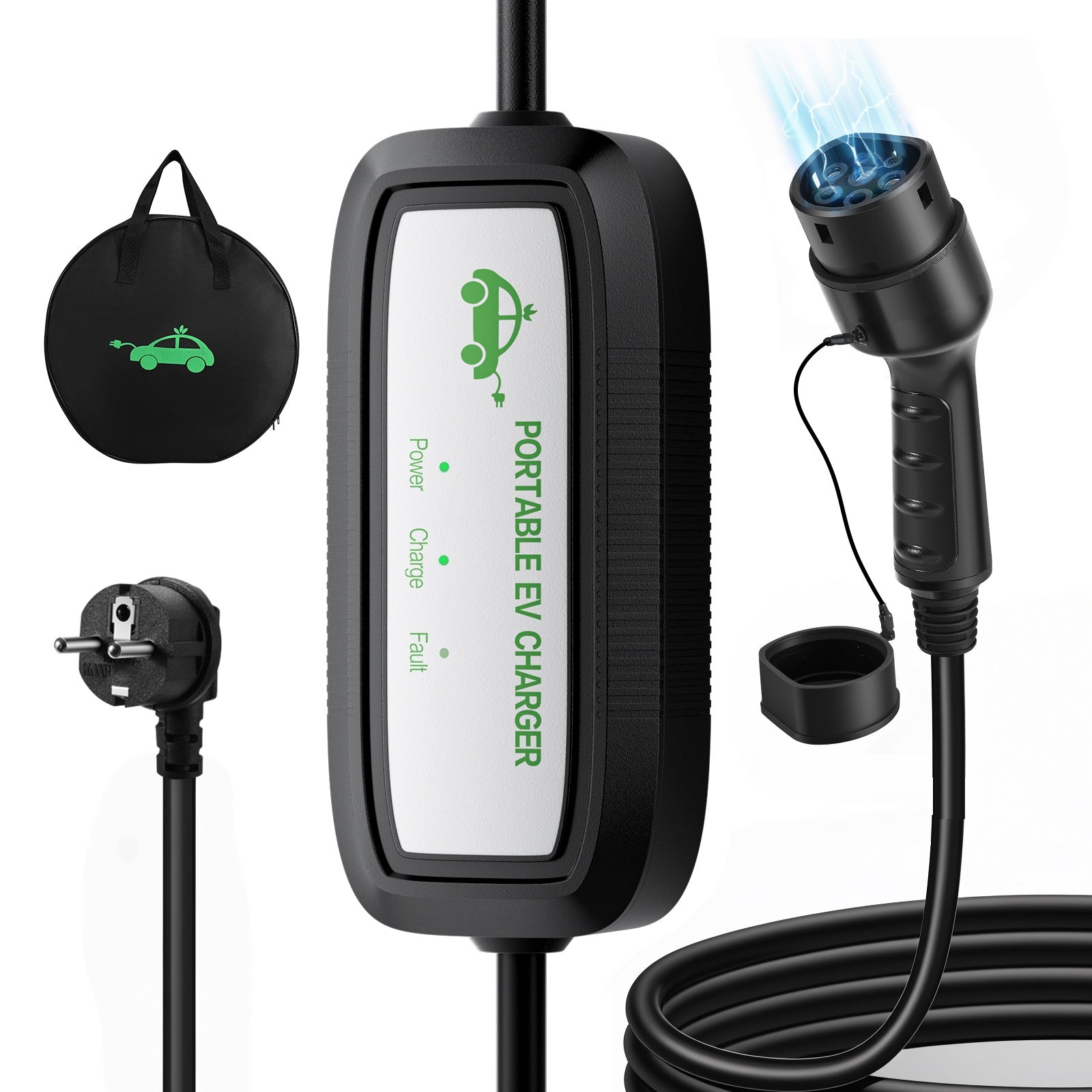 EVJUICION Ladekabel Elektroauto Typ 2 Schuko 16A, 3.68kW Typ 2 Ladekabel Schuko, EV Charger Typ 2, EV Ladegerät mit Tragetasche, Plug-and-Play, Schnelles Laden, für PHEV/EV, IEC 62196-2