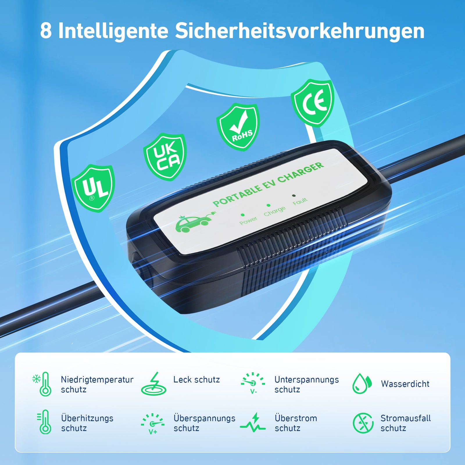 EVJUICION Ladekabel Elektroauto Typ 2 Schuko 16A, 3.68kW Typ 2 Ladekabel Schuko, EV Charger Typ 2, EV Ladegerät mit Tragetasche, Plug-and-Play, Schnelles Laden, für PHEV/EV, IEC 62196-2
