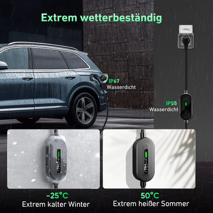 EVJUICION Ladekabel Elektroauto Typ 2 Schuko 3,68kW[1-phasig, 16A], EV Chargers mit Anzeigeleuchte, EV Ladegerät mit Segeltuchtasche für ID.3, ID.4, X1, 5ER, Model Y/3, und Anderen PHEV/EV